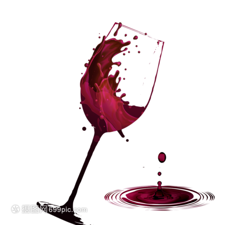 暗紅色灑落紅酒效果